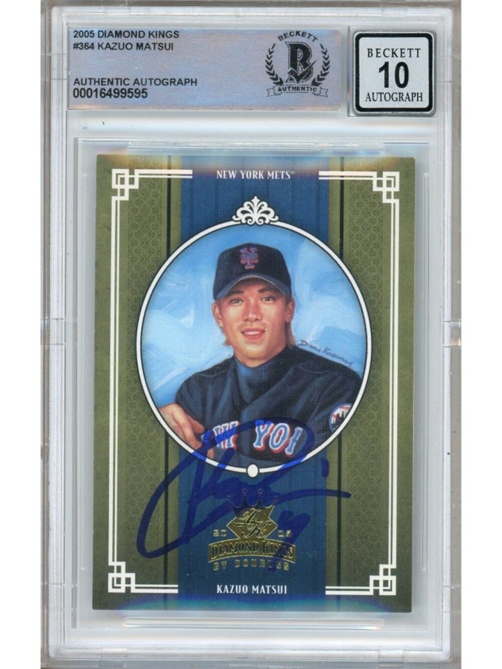 Kazuo Matsui Signed 2005 Donruss Diamond Kings #364 Mets BAS Slab Auto 10 MLB